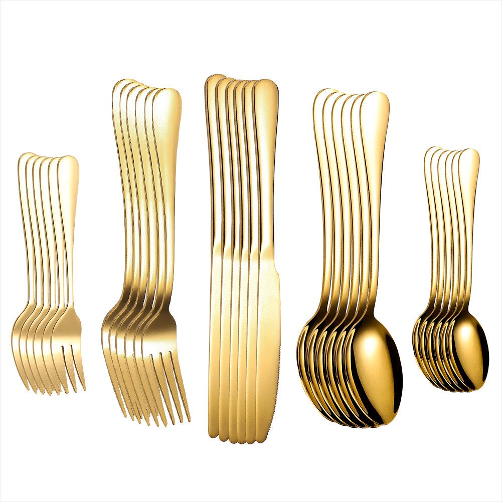 KingLux Besteck-Set 30tlg.Tafelbesteck Set mit Messer Gabel Löffel Spülmaschinenfest (30-tlg), 6 Personen, Edelstahl