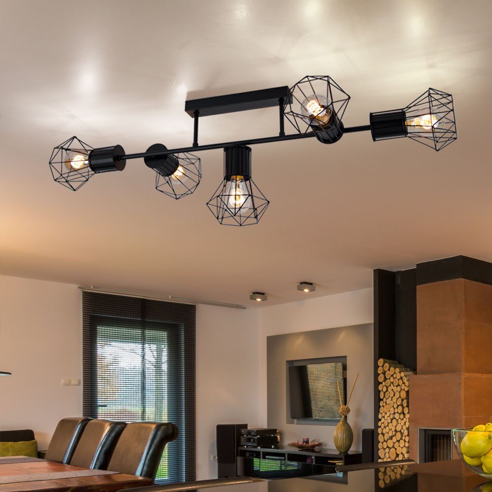 etc-shop LED Deckenleuchte, Lampe Metall Leuchtmittel schwarz Deckenleuchte inklusive, nicht Wohnzimmer mit