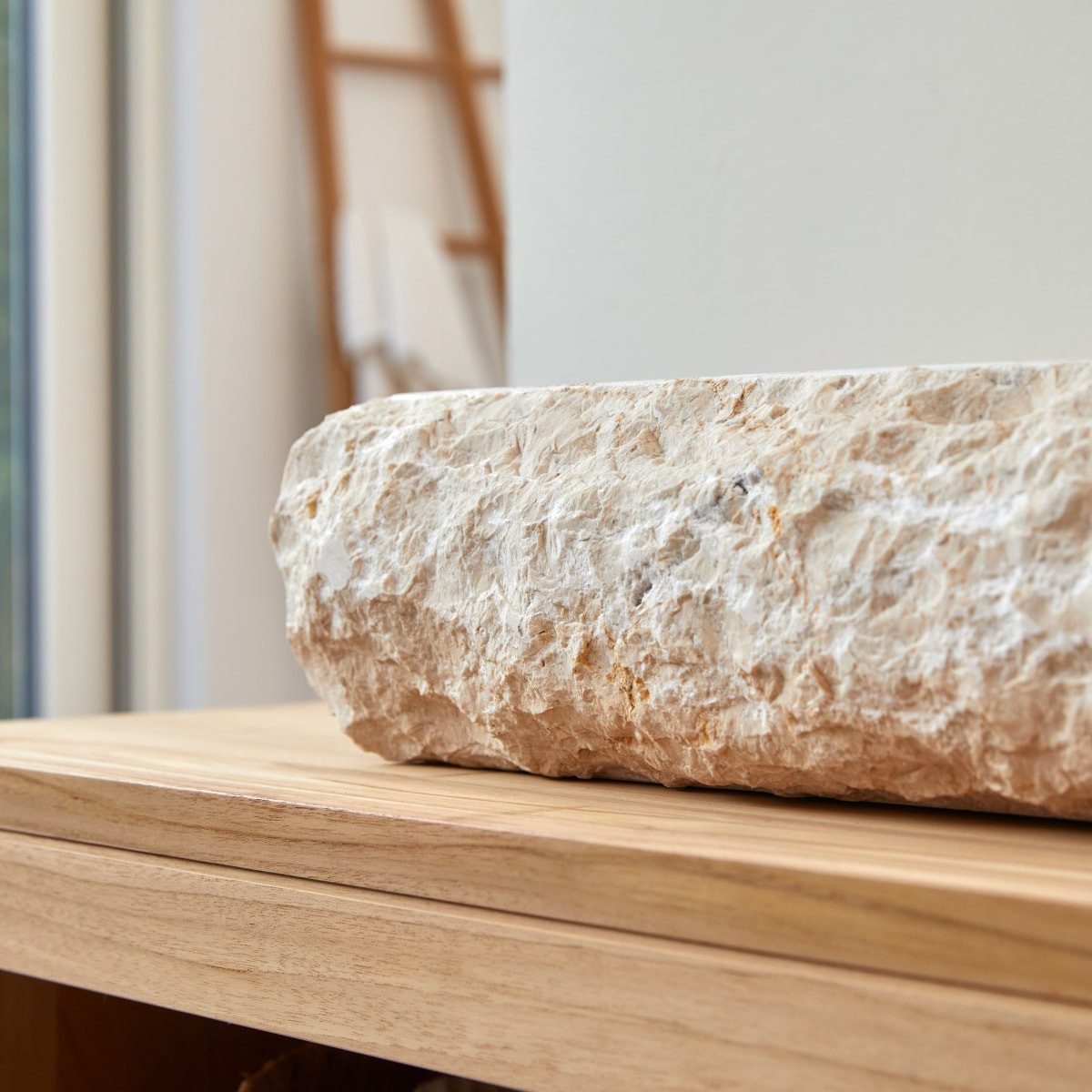 Tikamoon Waschbecken Waschbecken aus Marmor Scrula Slim cream