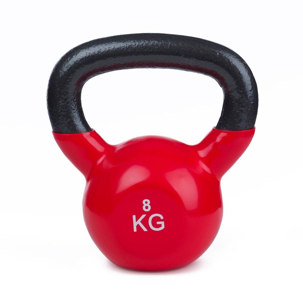 Sport-Thieme Kettlebell Kettlebell Vinyl, Trainiert Ausdauer, Koordination und Beweglichkeit 8 kg, Rot