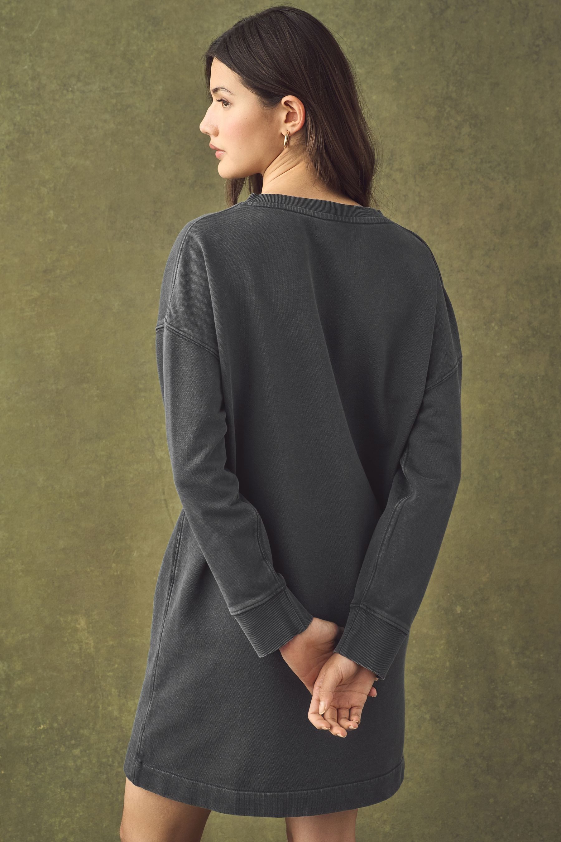 Next Jerseykleid Langarm-Kleid in Washed-Optik mit günstig online kaufen