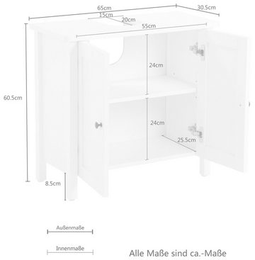 welltime Waschbeckenunterschrank Aalborg Badmöbel im Landhaus-Stil, Breite 65 cm
