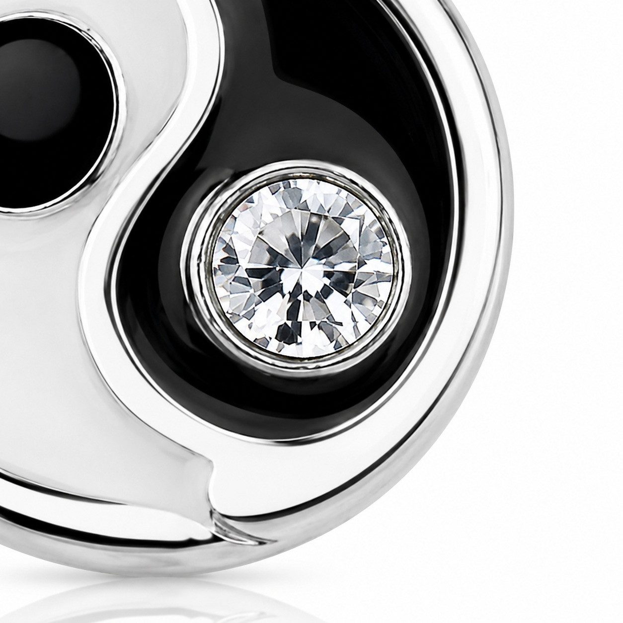 LUISIA® Paar Ohrstecker "Ohrringe Yin Yang mit Kristall von Swarovski®" (2-tlg., inkl. Schmuckbox), 925 Silber – Bild 4 von 5