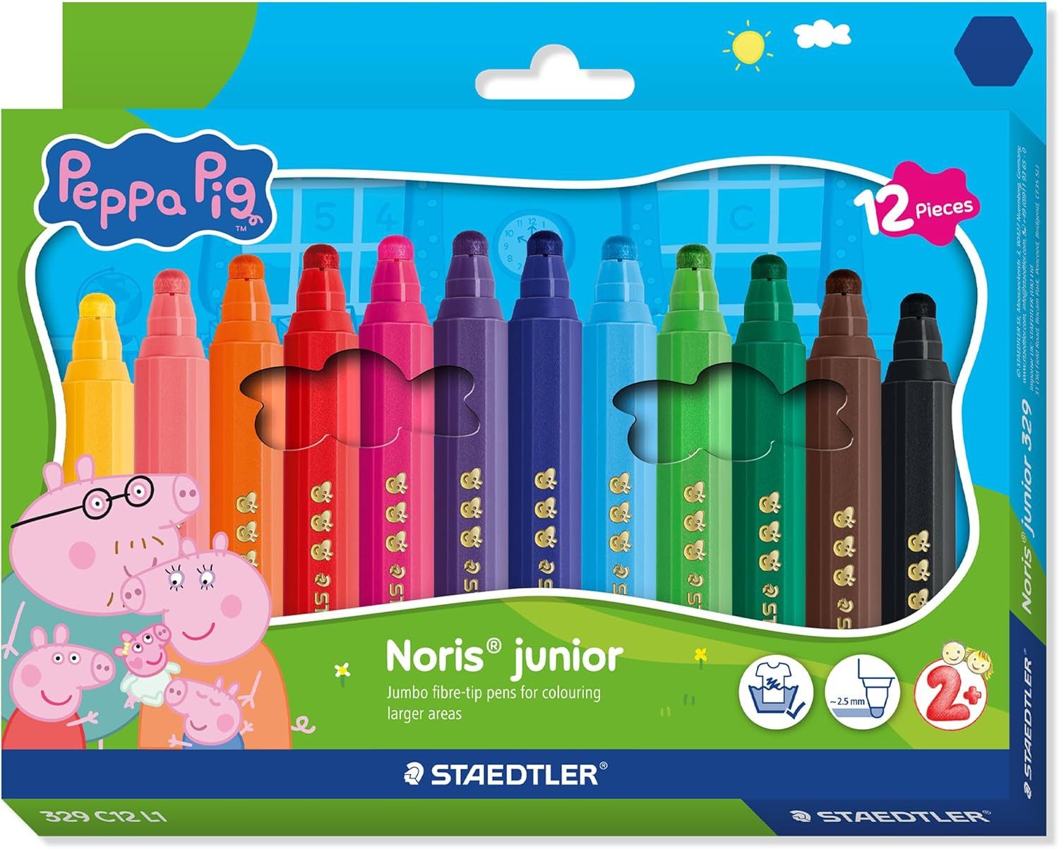 STAEDTLER Buntstift STAEDTLER Fasermaler Noris junior Peppa Wutz – 12 Farben