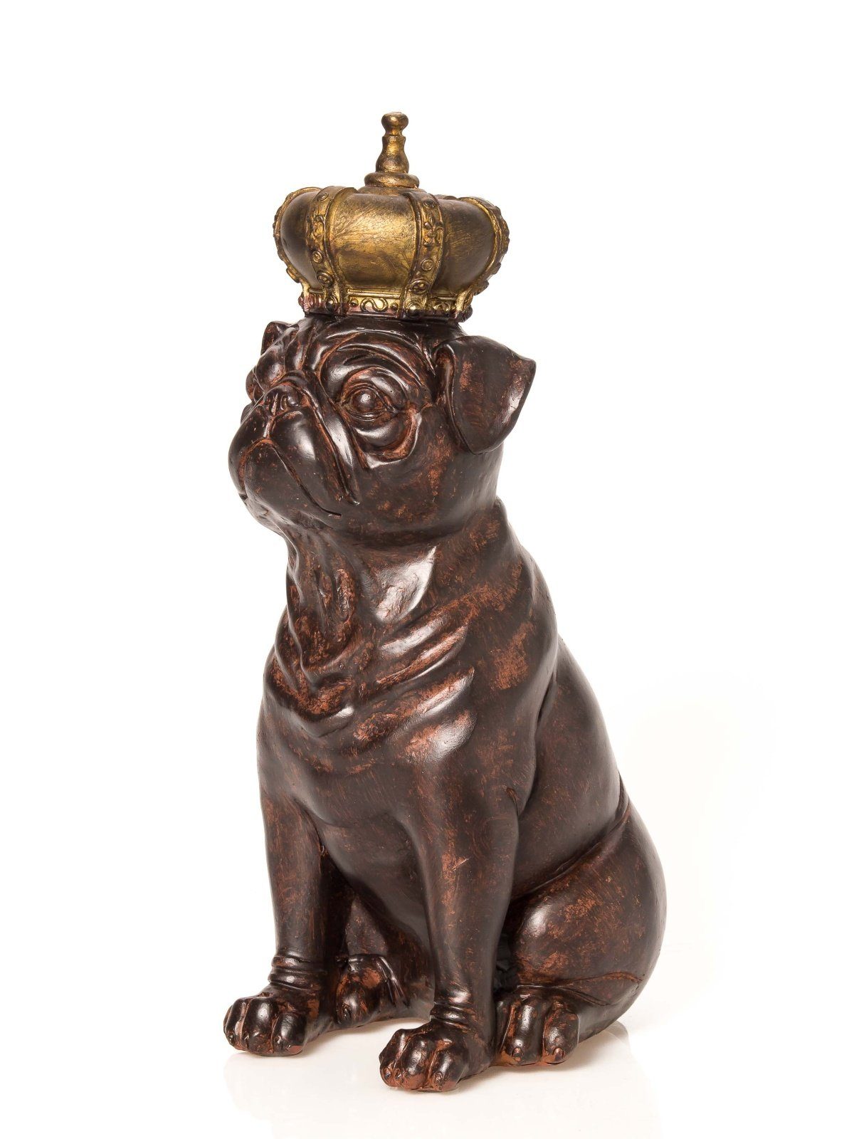 Dekofigur Figur Aubaho Vintage Skulptur Stil mit 29 Hund kleiner Prinz Mops Krone antik