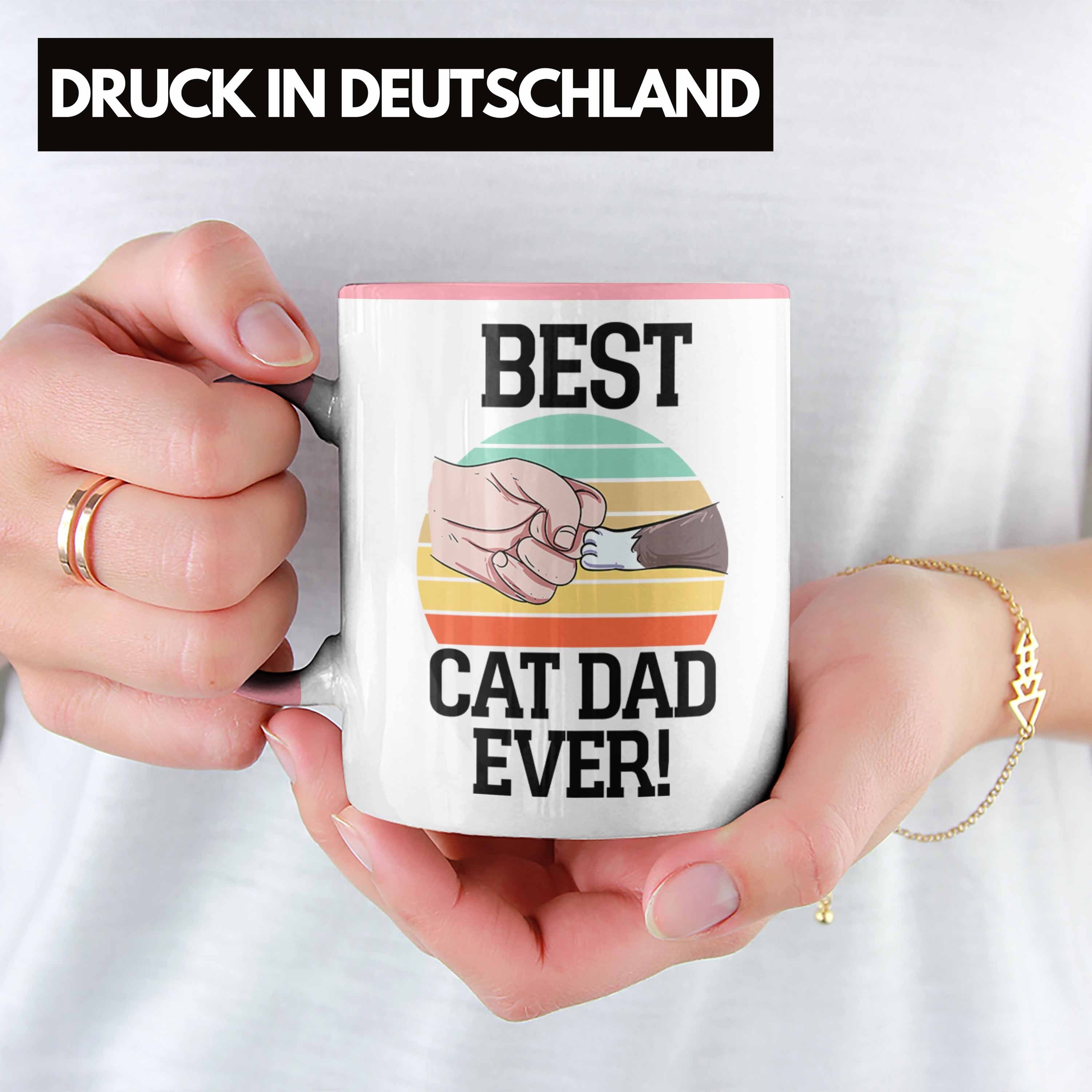 Trendation Tasse Geschenkidee Ever für Best Tasse Katzen-Papa Cat Dad Rosa Katzenmotiv