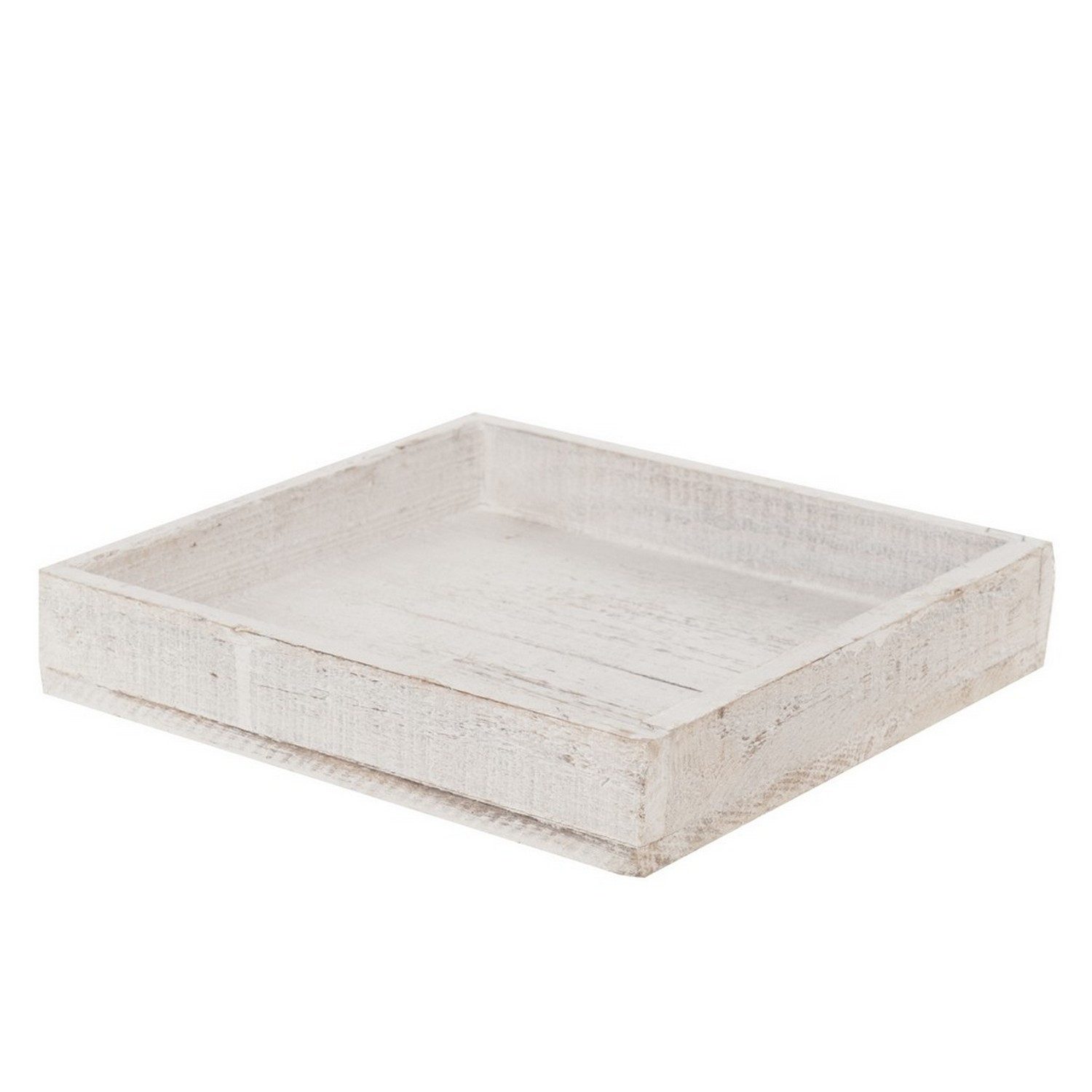 Deko AS Tischkerzenhalter Holztablett - Rustikal - 20x20x4cm - weiß - 6 Stück - A95323-2