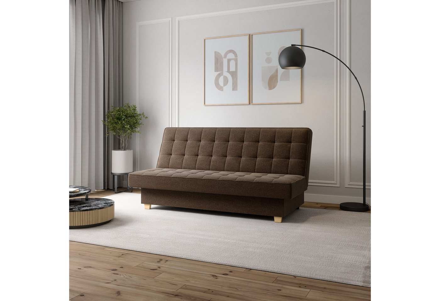 MOEBLO Schlafsofa BELFI, Clic-Clack Schlafsofa aus Webstoff für Wohnzimmer mit Federkern, Kipp- & Klappfunktion, modernes Polstersofa – Eleganz und Komfort vereint, (BxHxT):192x95x92 cm - mit Bettkasten und Schlaffunktion