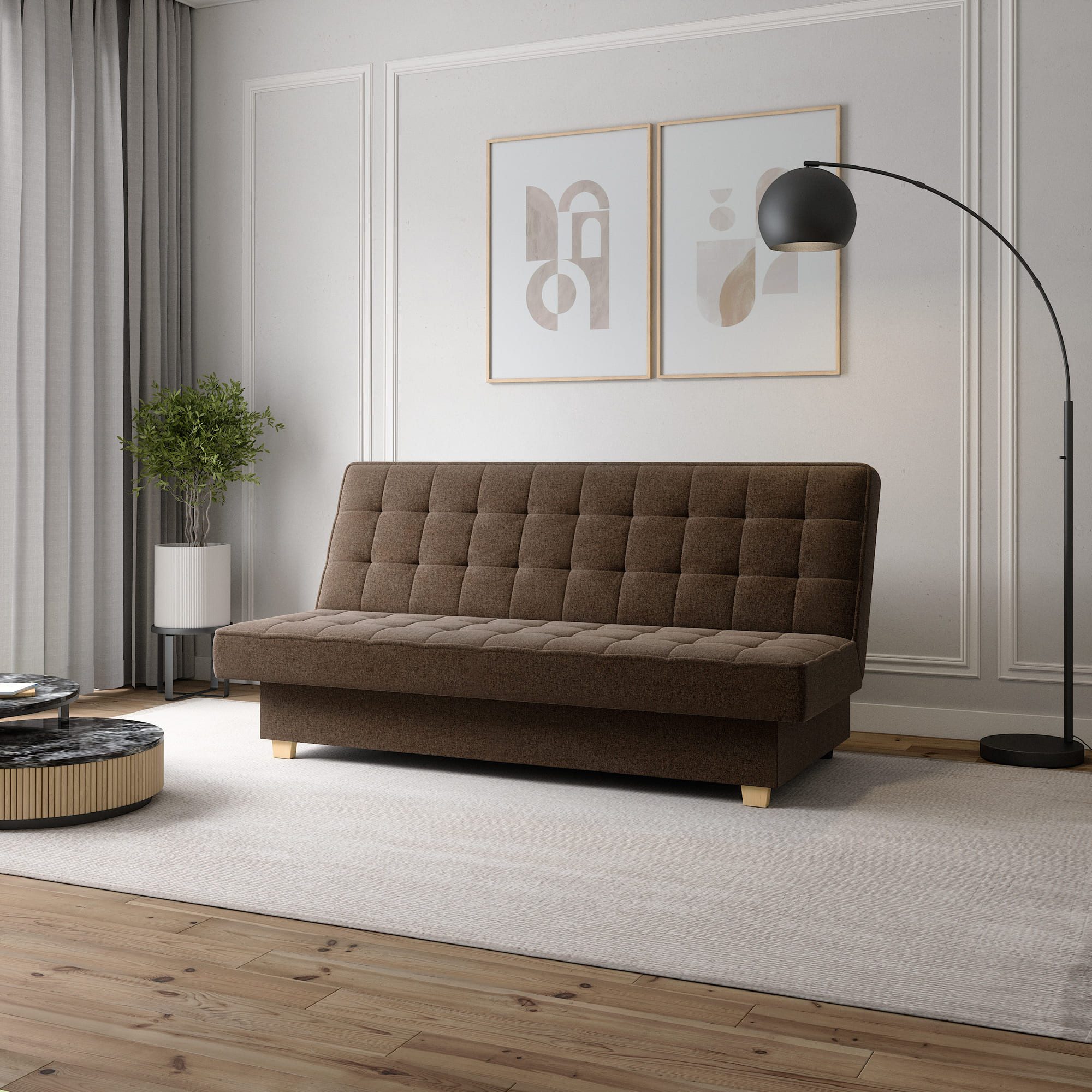 MOEBLO Schlafsofa BELFI, Clic-Clack Schlafsofa aus Webstoff für Wohnzimmer mit Federkern, Kipp- & Klappfunktion, modernes Polstersofa – Eleganz und Komfort vereint, (BxHxT):192x95x92 cm