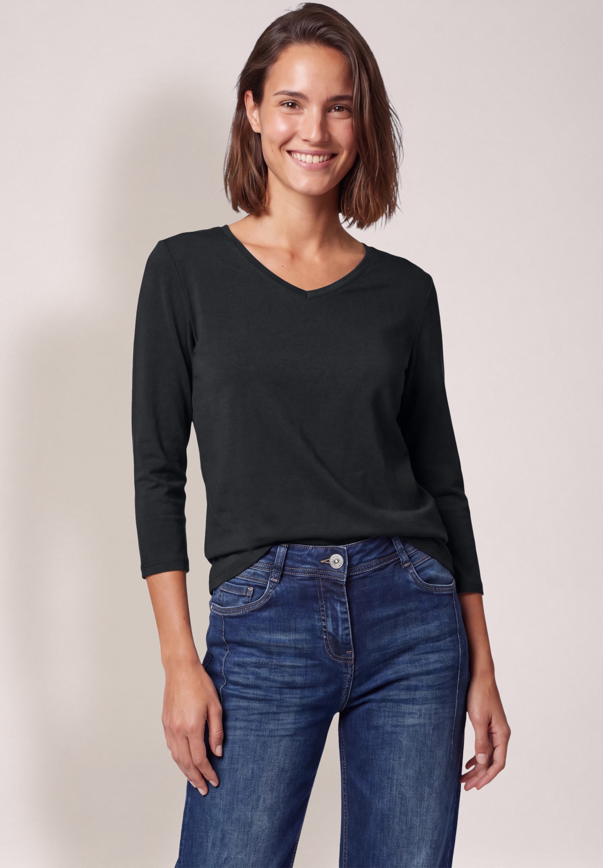 CECIL V-Shirt aus reiner Baumwolle