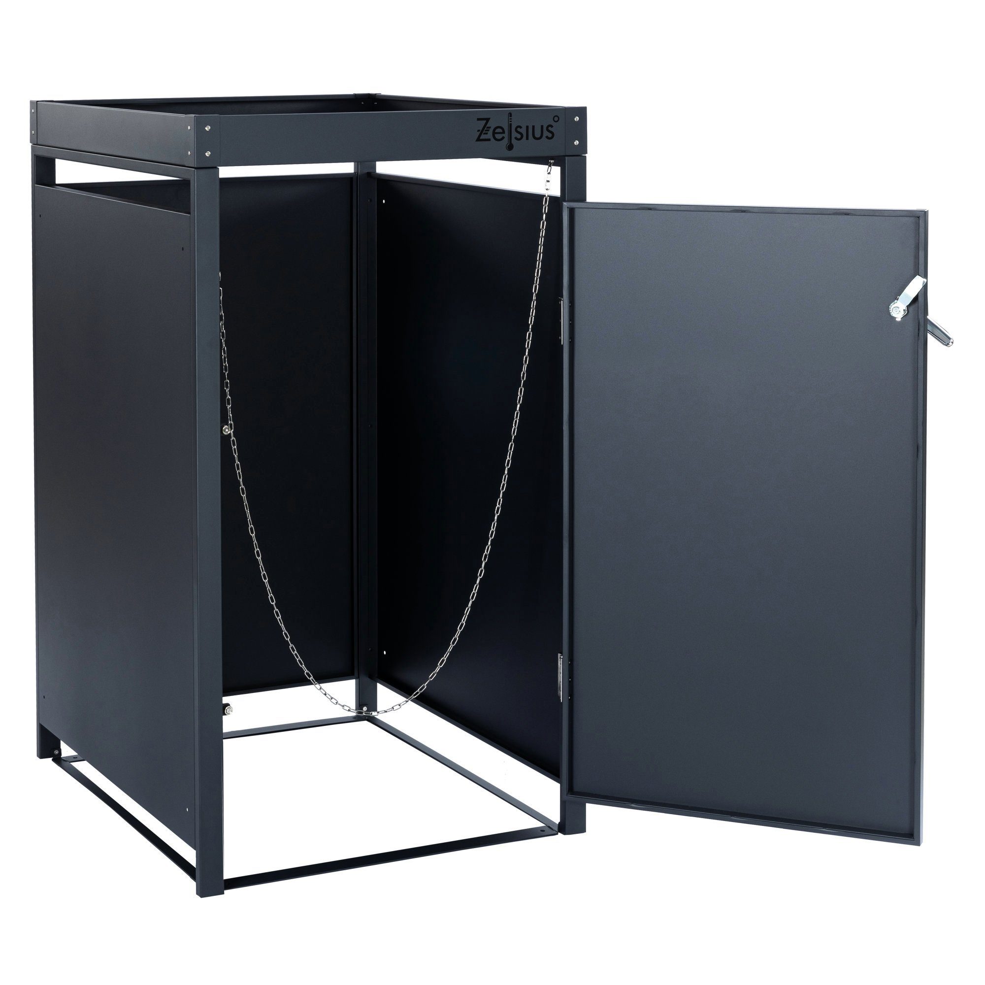 Zelsius Mülltonnenbox Mülltonnenbox 3er mit Pflanzdach für 3 Tonnen, 120 - 240 Liter, Hintere Wasserablauflöcher