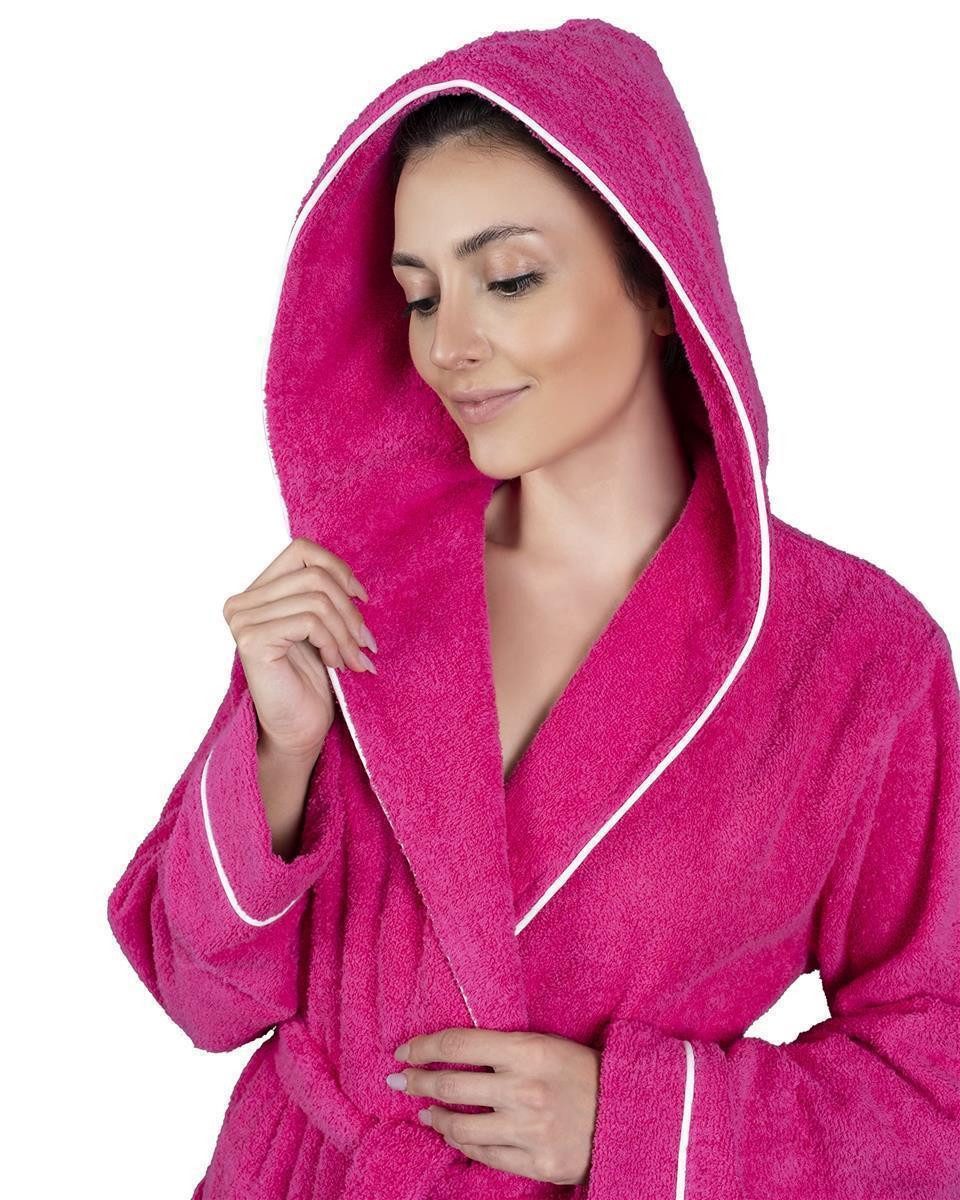 Laynenburg Damenbademantel Bademantel Damen Frottee Kapuze Baumwolle, Baumwolle, Gürtel, Frottee Kapuze Lang Baumwolle S-3XL