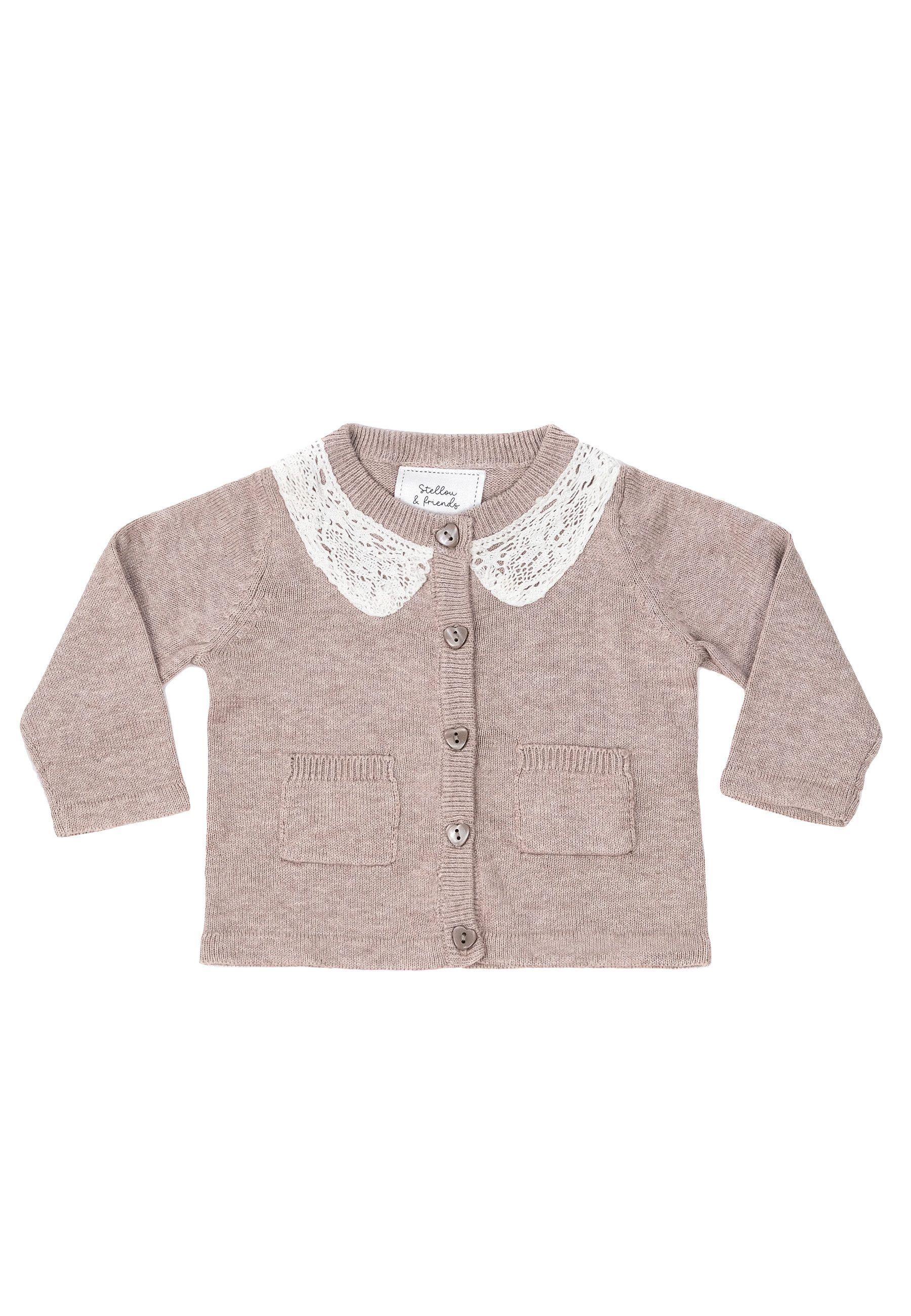 Strickjacke Stellou & friends Cardigan mit Spitzenkragen