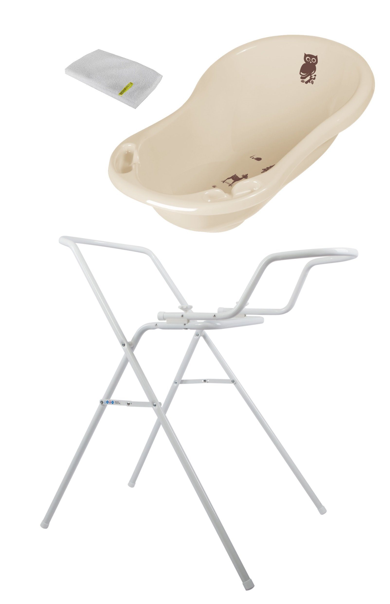 Ständer Set) Waschhandschuh, 100cm (Premium Babybadewanne + Babywanne + KiNDERWELT Forest