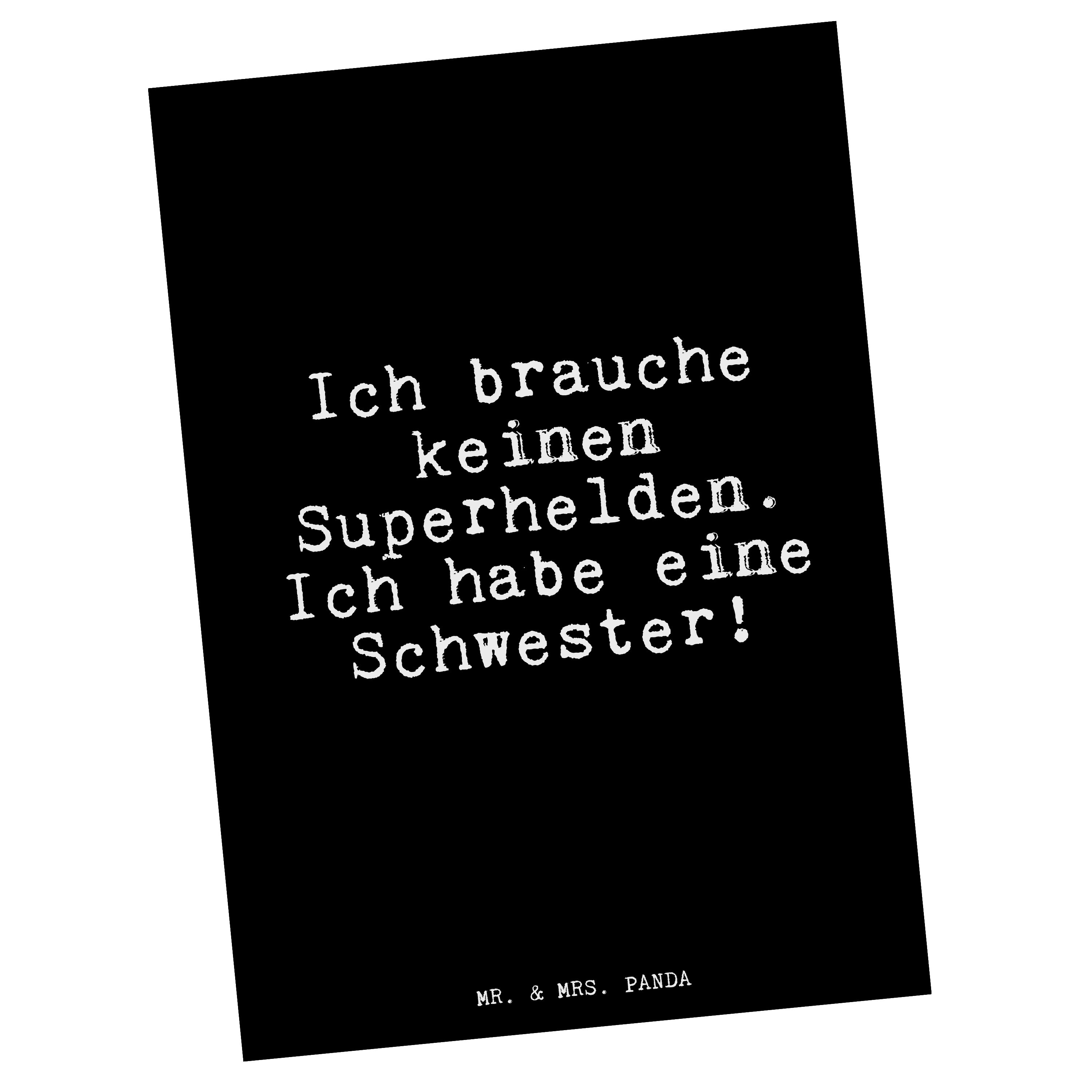 & Panda Postkarte - Mrs. Superhelden.... Mr. Schwarz Danke, Ich keinen brauche - Spruc Geschenk,