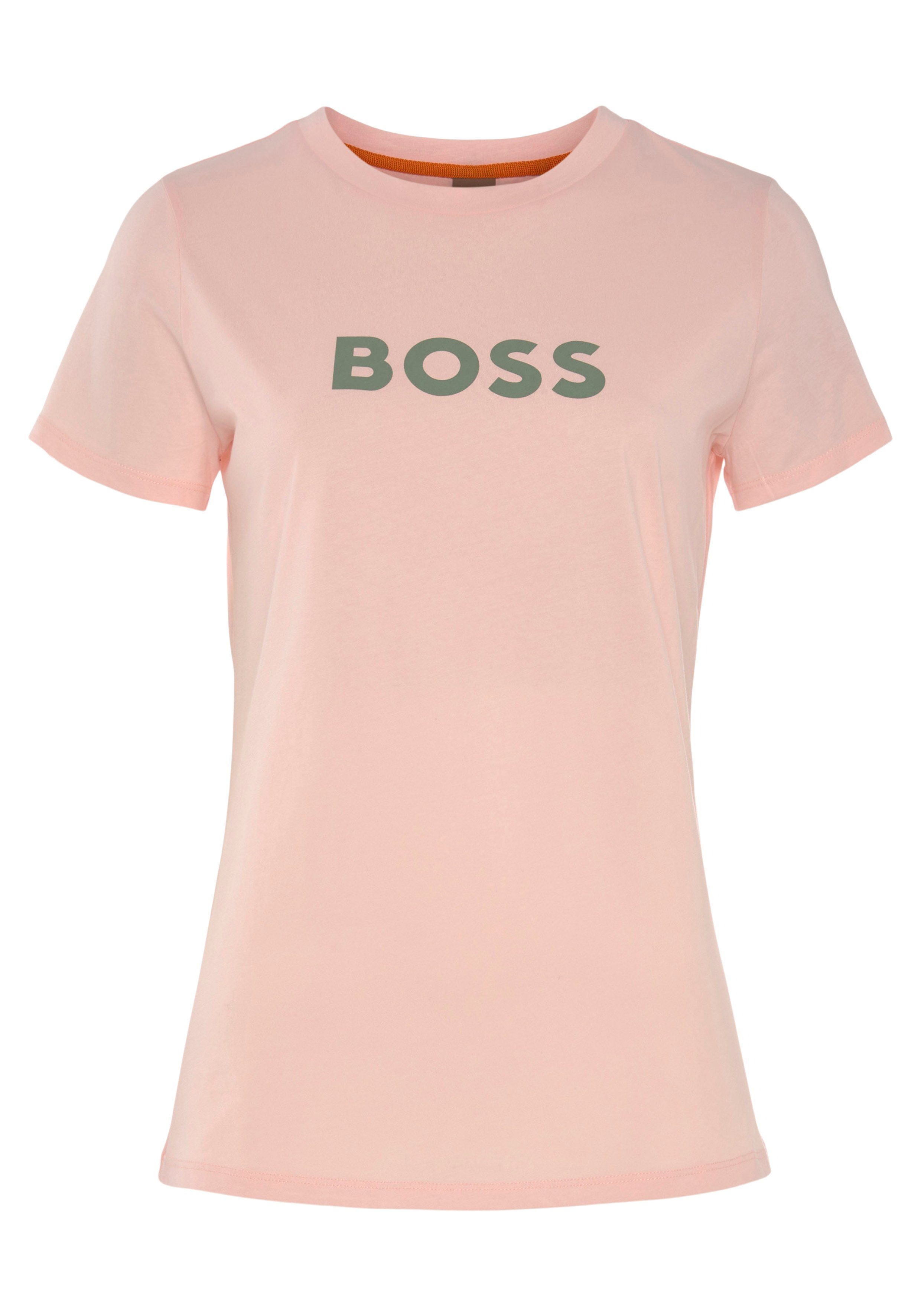 BOSS ORANGE T-Shirt C_Elogo_5 (1-tlg) Brust pink auf Logoschriftzug der mit BOSS