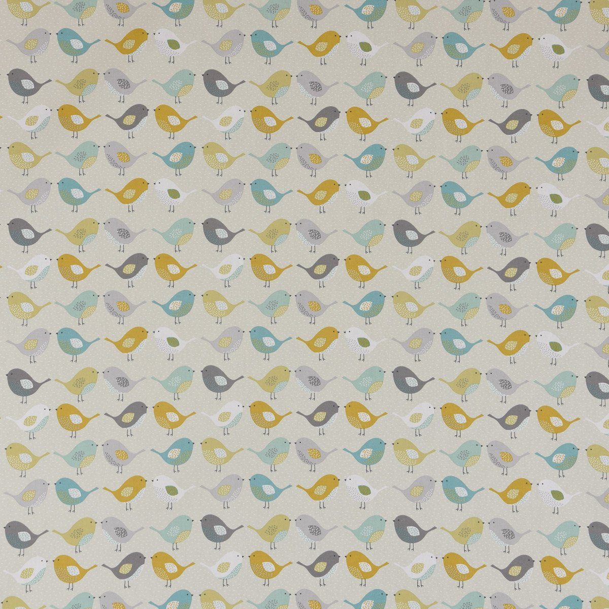 SCHÖNER LEBEN. Tischdecke SCHÖNER LEBEN. Tischdecke Fryett`s Birds Vögel beige grau mint senf, handmade