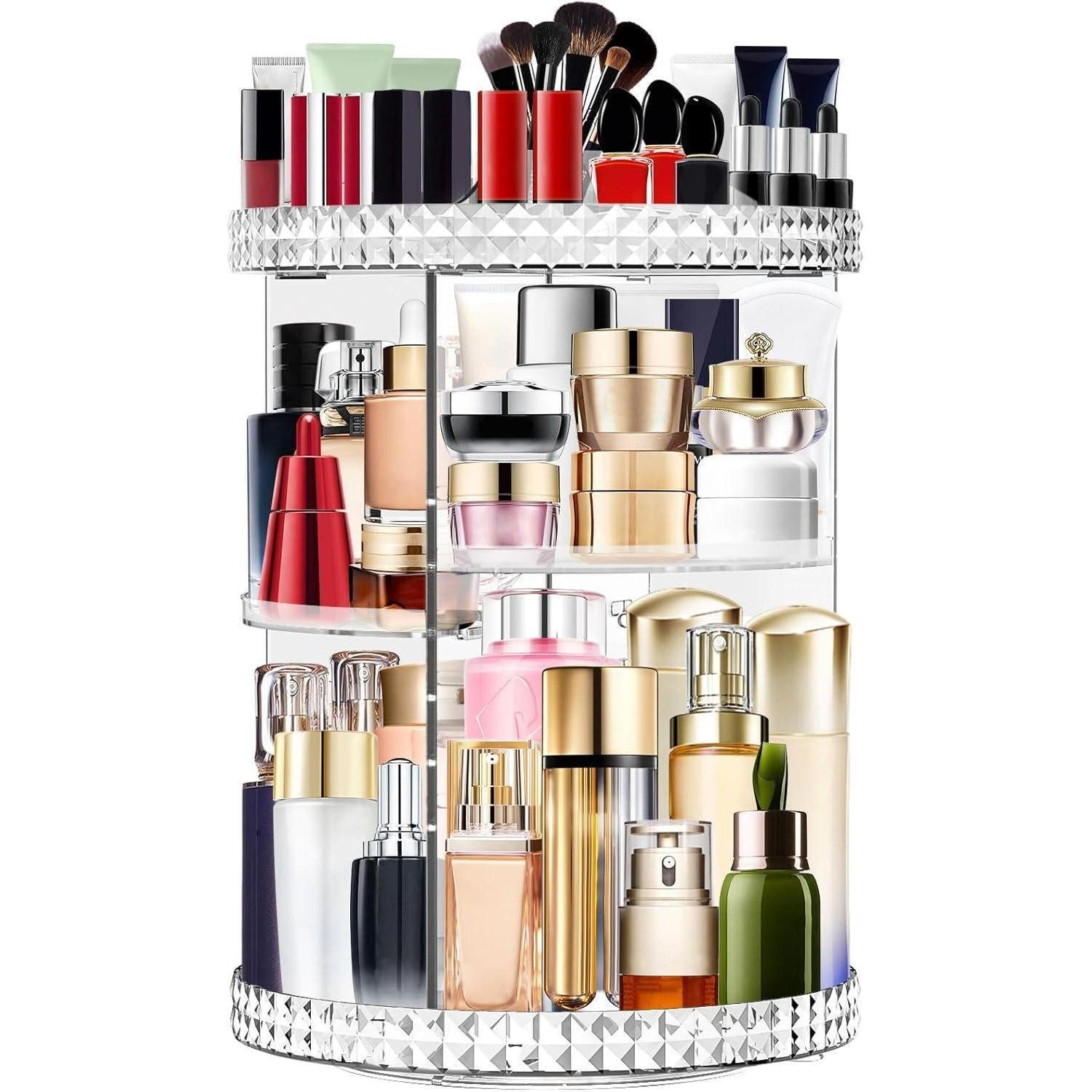 Make-Up Organizer 360° Drehbarer Makeup Organizer 6 Ebenen Große Kapazität Transparent
