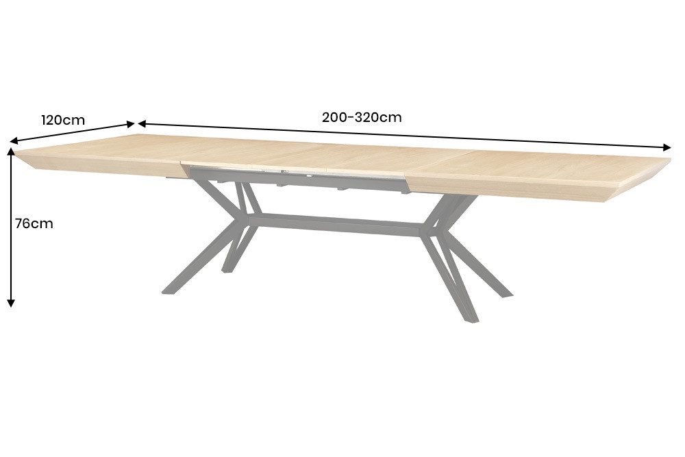 riess-ambiente Esstisch GIANT 200-320cm natur/schwarz - Eiche, Metall, ausziehbar, 14 Personen (Einzelartikel, 1-St), verlängerbarer Konferenztisch - ideal für  – Bild 4 von 5