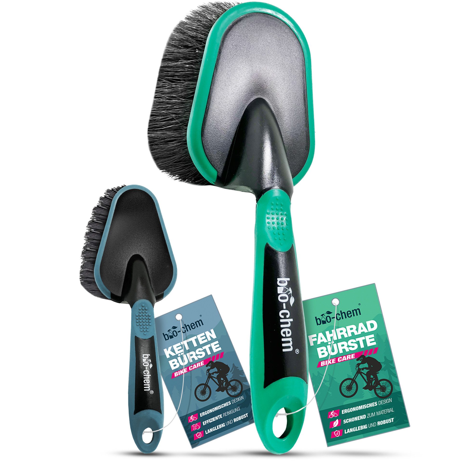 bio-chem Reinigungsbürsten-Set Fahrradbürsten-Set 2-tlg. – Bürste & Kettenbürste für jede Reinigung, (Fahrradbürsten SET 2-teilig)