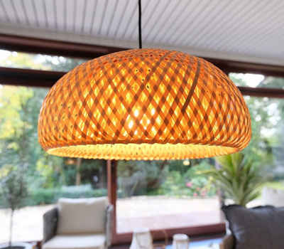 BOURGH Lampenschirm BOURGH Bambus Lampe GROSSETO Ø35cm mit Fassung E27 u. Kabel, Schöner Lichtwurf
