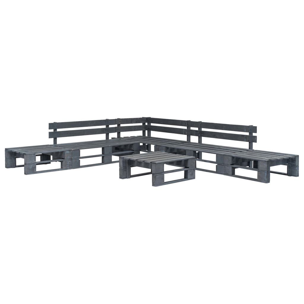 vidaXL Gartenlounge-Set 6-tlg. Garten-Sofagarnitur aus Paletten Holz Grau, (6-tlg)