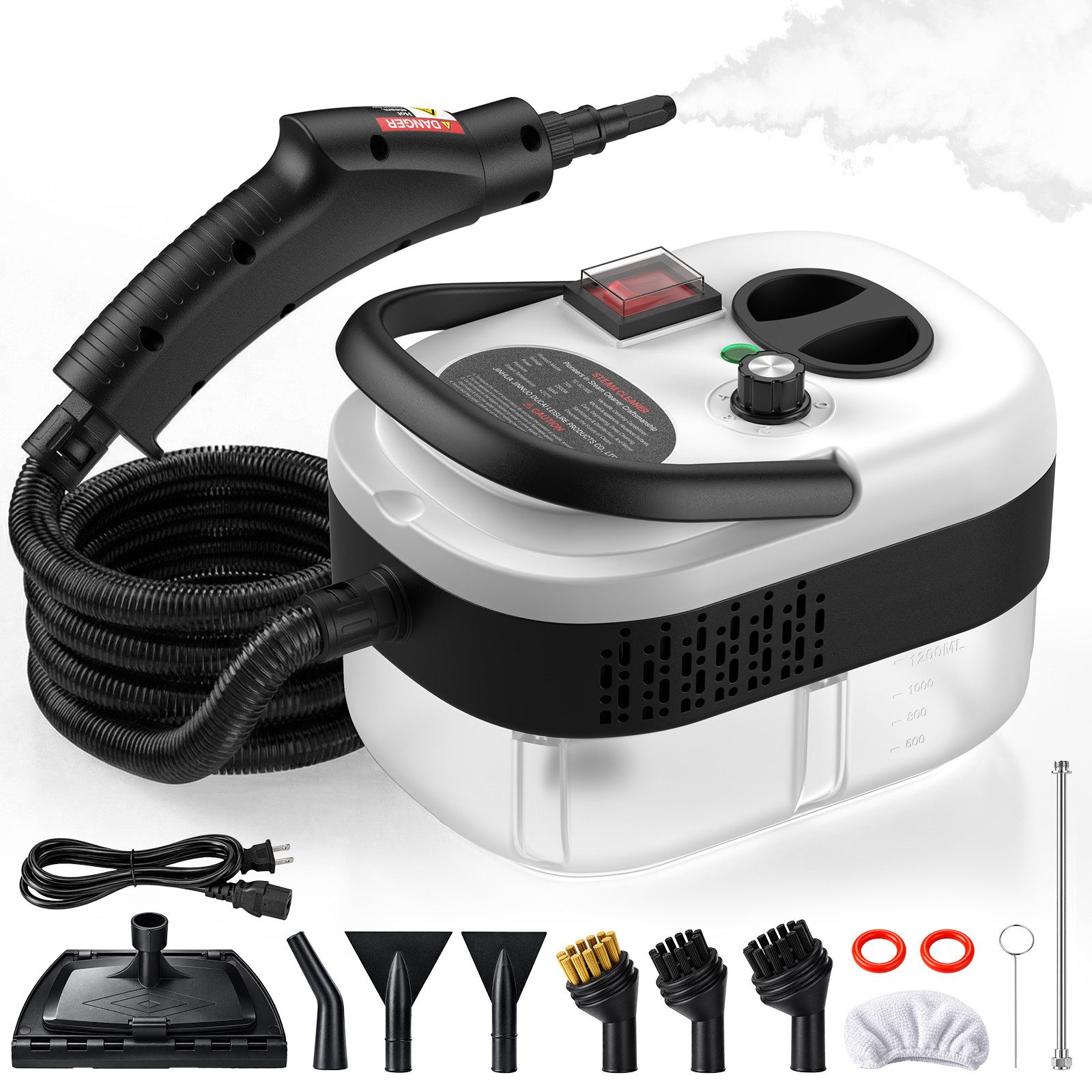 CUISYNC Handdampfreiniger Dampfreiniger 2500 W, 3 bar, 1,2 L, 15 s, 6 Stufen, mit Zubehör, 2500 W