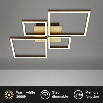 Briloner Leuchten LED Deckenleuchte 3128017 FRAME, Dimmfunktion, Memoryfunktion, Timerfunktion, LED fest integriert, Warmweiß, Memoryfunktion, dimmbar, schwenkbar, 3000K warmweiß, gold-braun