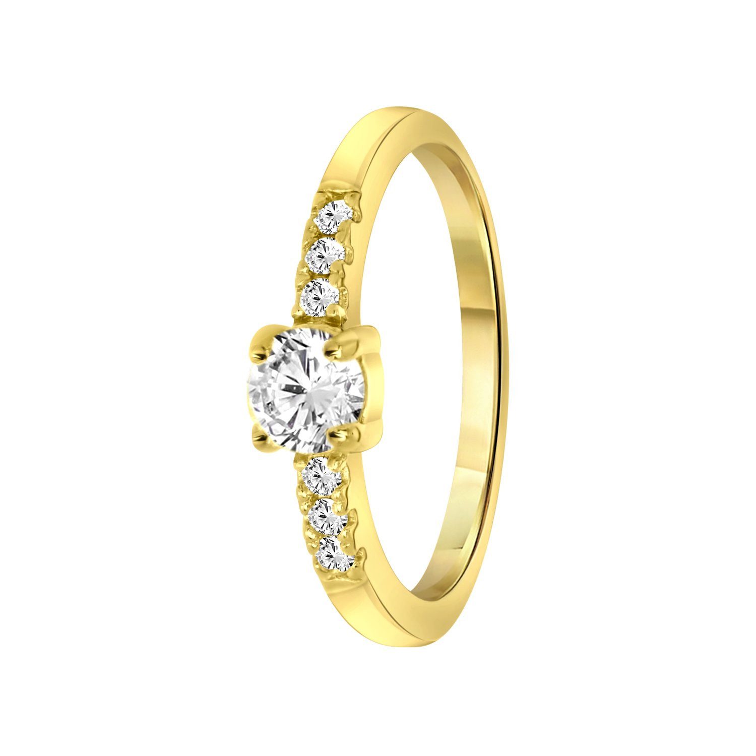 LUCARDI Fingerring Ring - 925 Silber - Gold - Zirkonia - Kinder