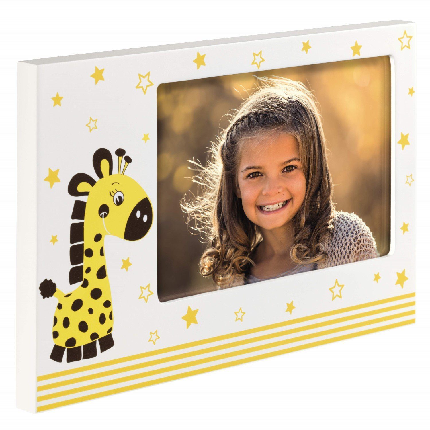 Hama Bilderrahmen Kinder Rahmen Kinderzimmer Bilderrahmen Giraffe Greta MDF- 10x15cm, (einzeln), 10x15cm, Rahmen, und Aufhänger Aufsteller, für