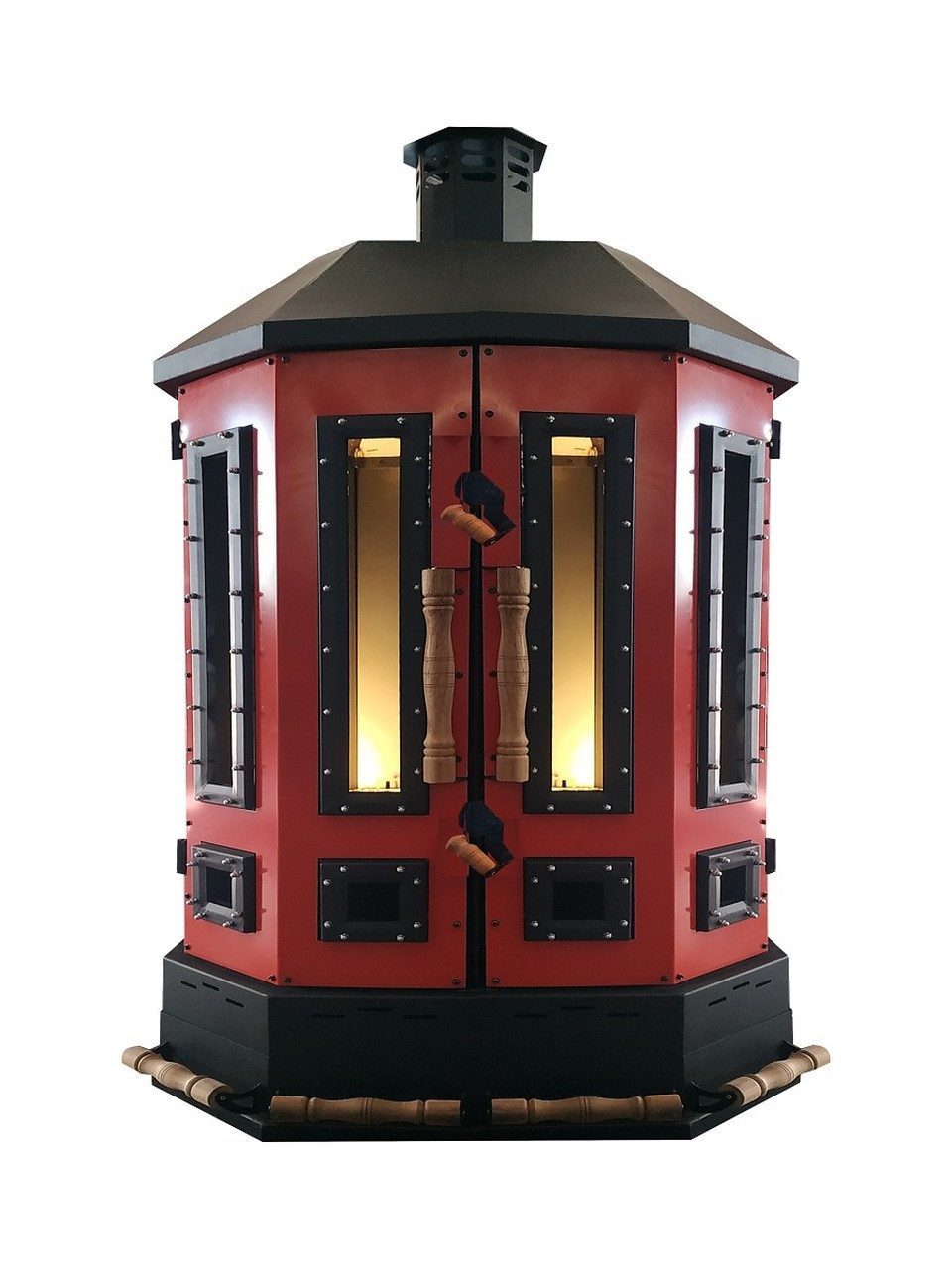 Xlmoebel Holzkohlegrill Roter Edelstahl Gartenofen für Terrasse und Garten, Made in Europa