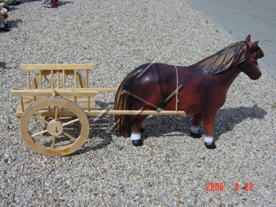 JVmoebel Skulptur Design Pferd mit Wagen Figur Garden Statue Skulptur Figuren Skulpturen Deko Neu