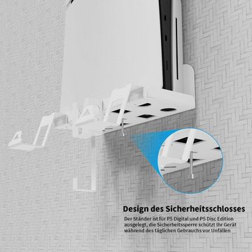 yozhiqu Wandhalterung aus Metall, kompatibel mit der PS5 Slim Playstation-Halterung, (1-tlg., Stabil und langlebig mit magnetischem 2-in-1-Ladekabel und Halterung)