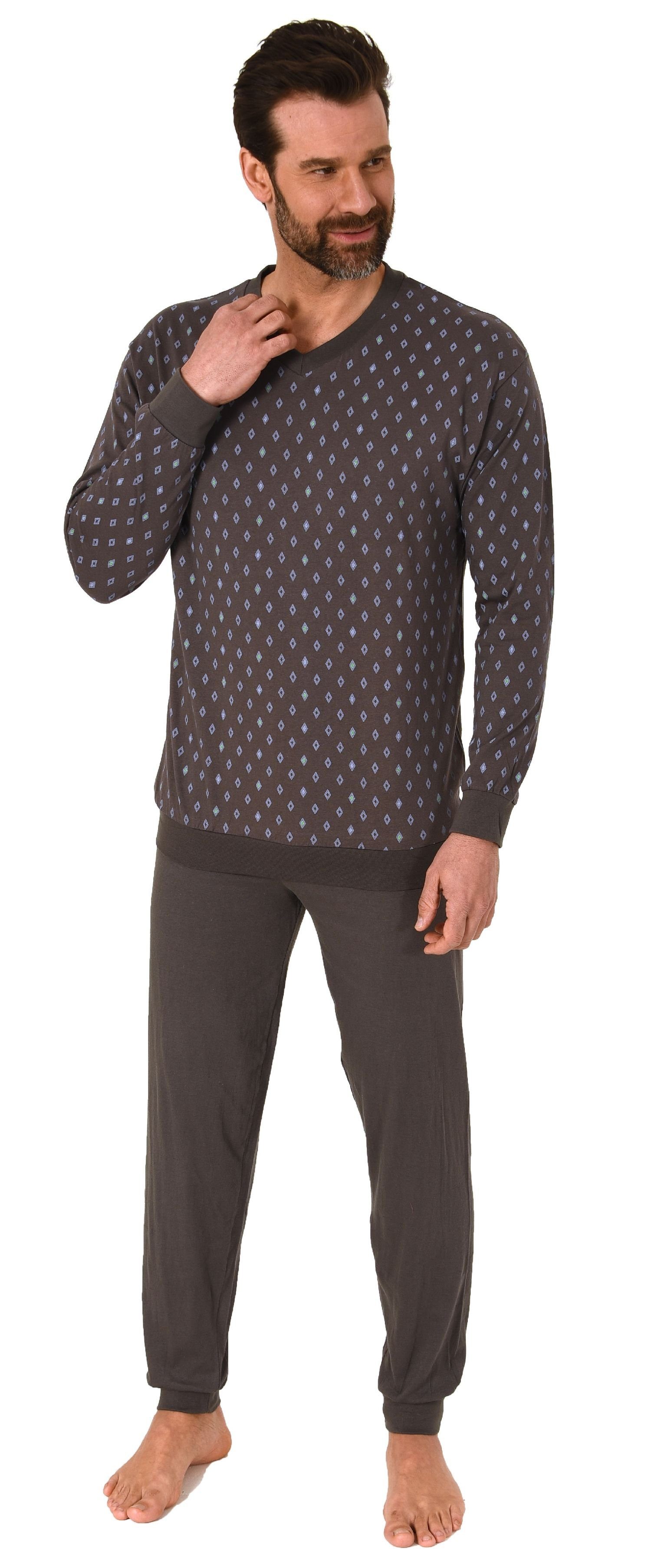 Normann Pyjama Herren Schlafanzug langarm mit Bündchen – V-Hals – 181 001 günstig online kaufen