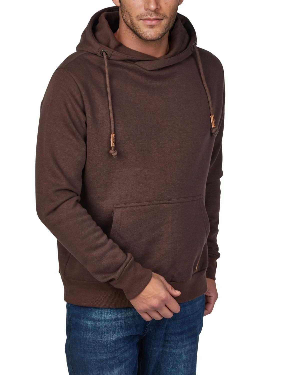 riverso Kapuzenpullover Herren Hoodie RIVJulian Regular Fit Longsleeve Sweatshirt mit Cross-Over-Kragen und Kängurutasche