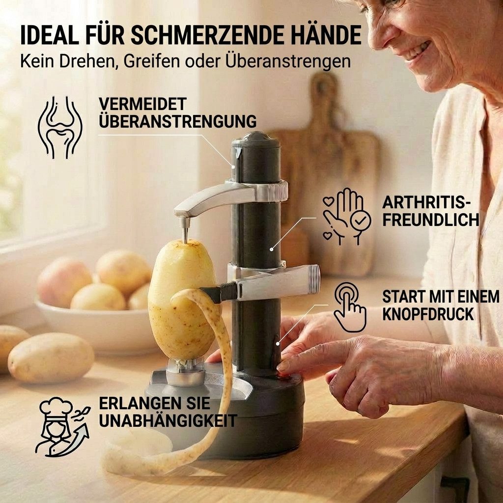 Goods+Gadgets Apfelschäler Elektrischer Apfelschäler & Gemüse-Schäler–Rotato Express Automatisch, Gemüseschäler Obstschäler