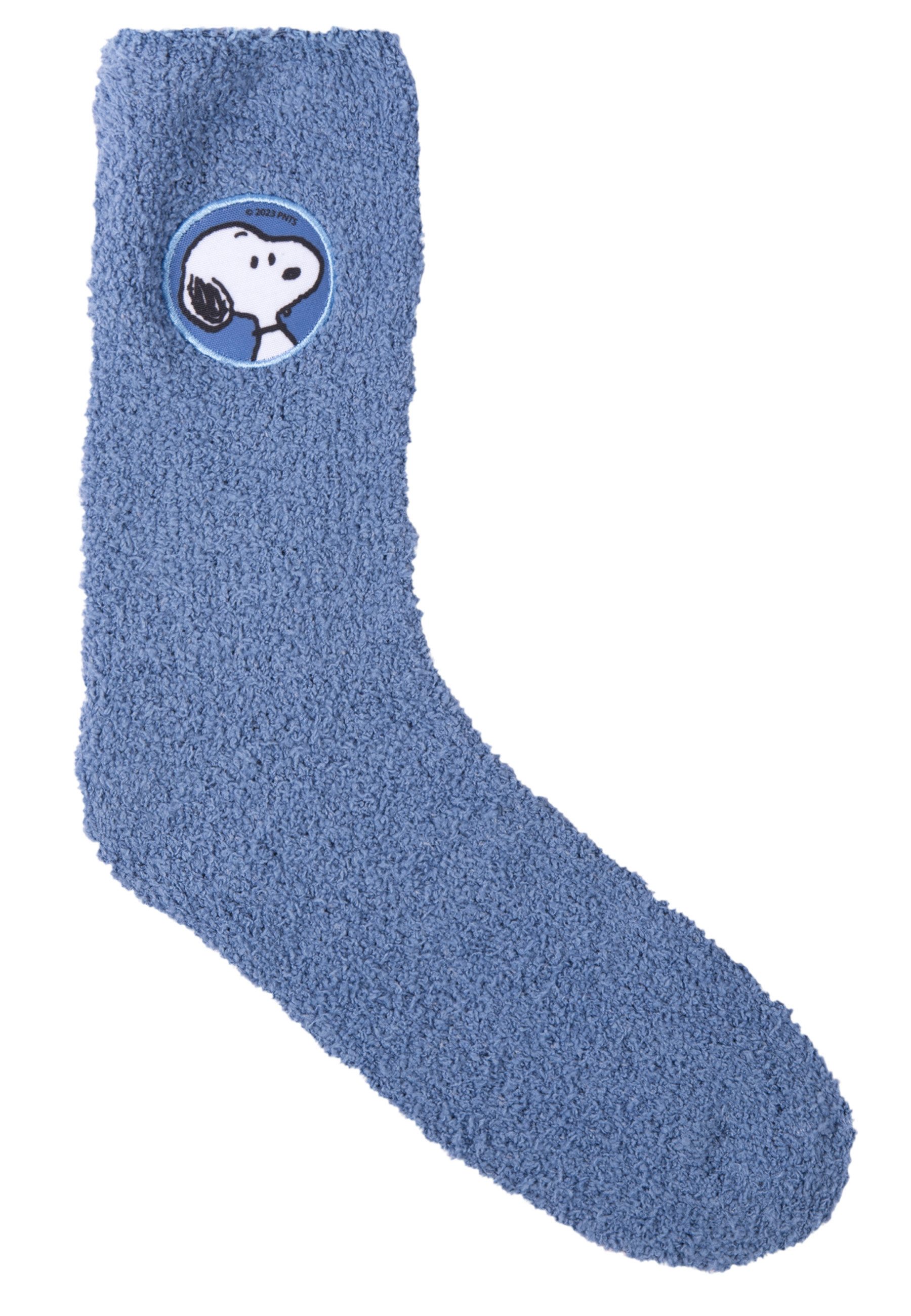 United Labels® Socken Peanuts Snoopy - Dots und unicolor - warme Kuschelsocken im 2er-Pack