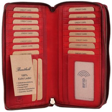 Benthill Geldbörse Damen Groß Echt Leder RFID Portemonnaie XXL mit vielen Kartenfächer, RFID-Schutz Kartenfächer Münzfach Reißverschlussfach