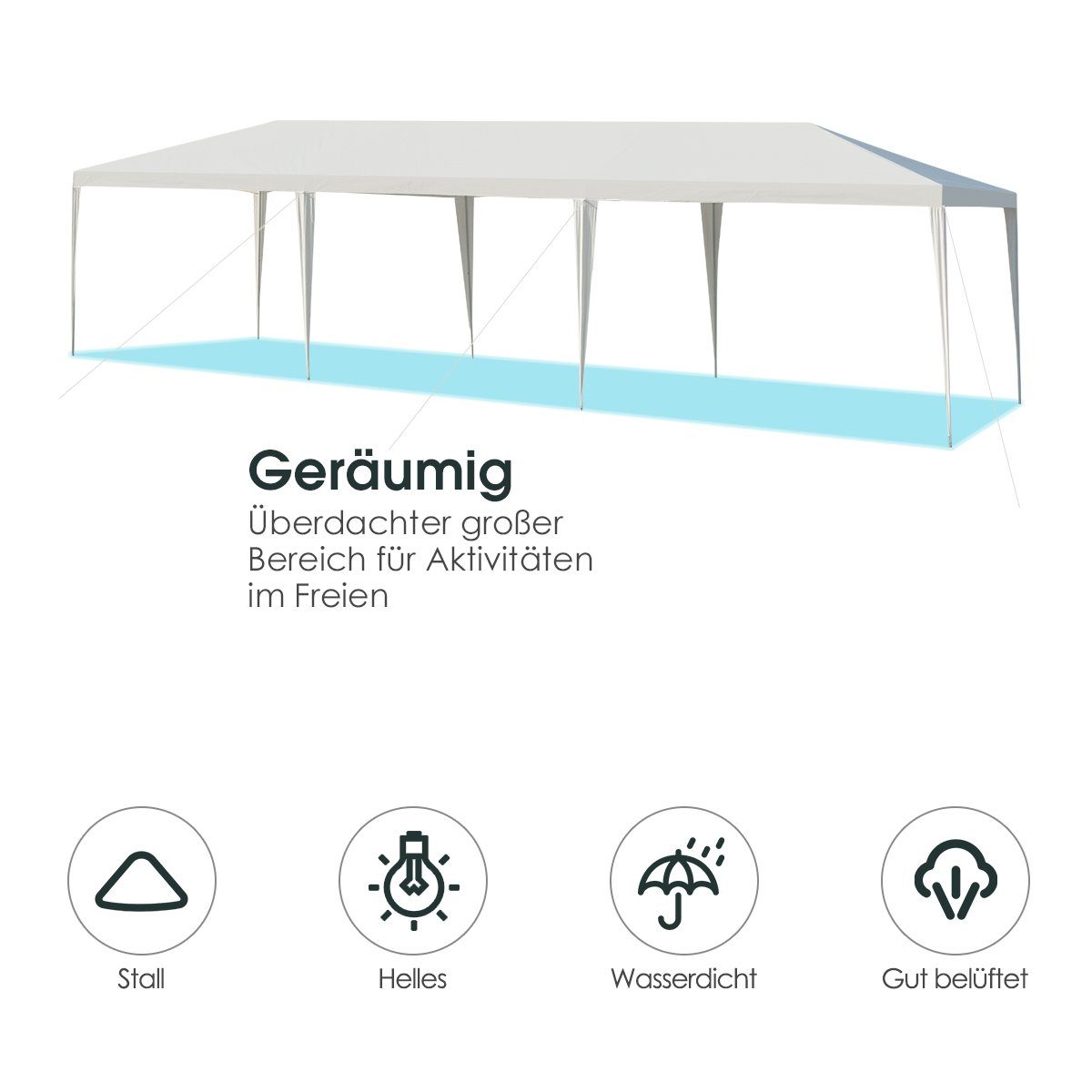 COSTWAY Pavillon Partyzelt, 9x3m