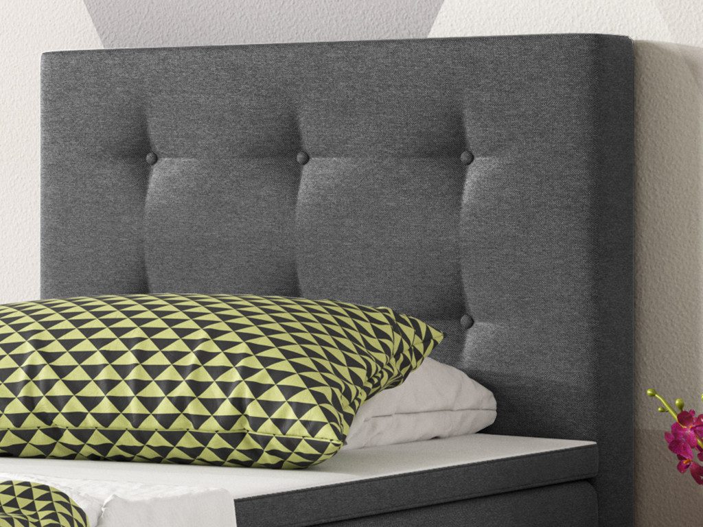 inter Bettgestell Bettkopfteil Bett Boxspringbett Betten Wand Webstoff (Bettkopfteile, 1 Kopfteil inkl. Befestigungsschienen), Gepolstert, Stoffbezug, Knopfheftung, einfache Montage