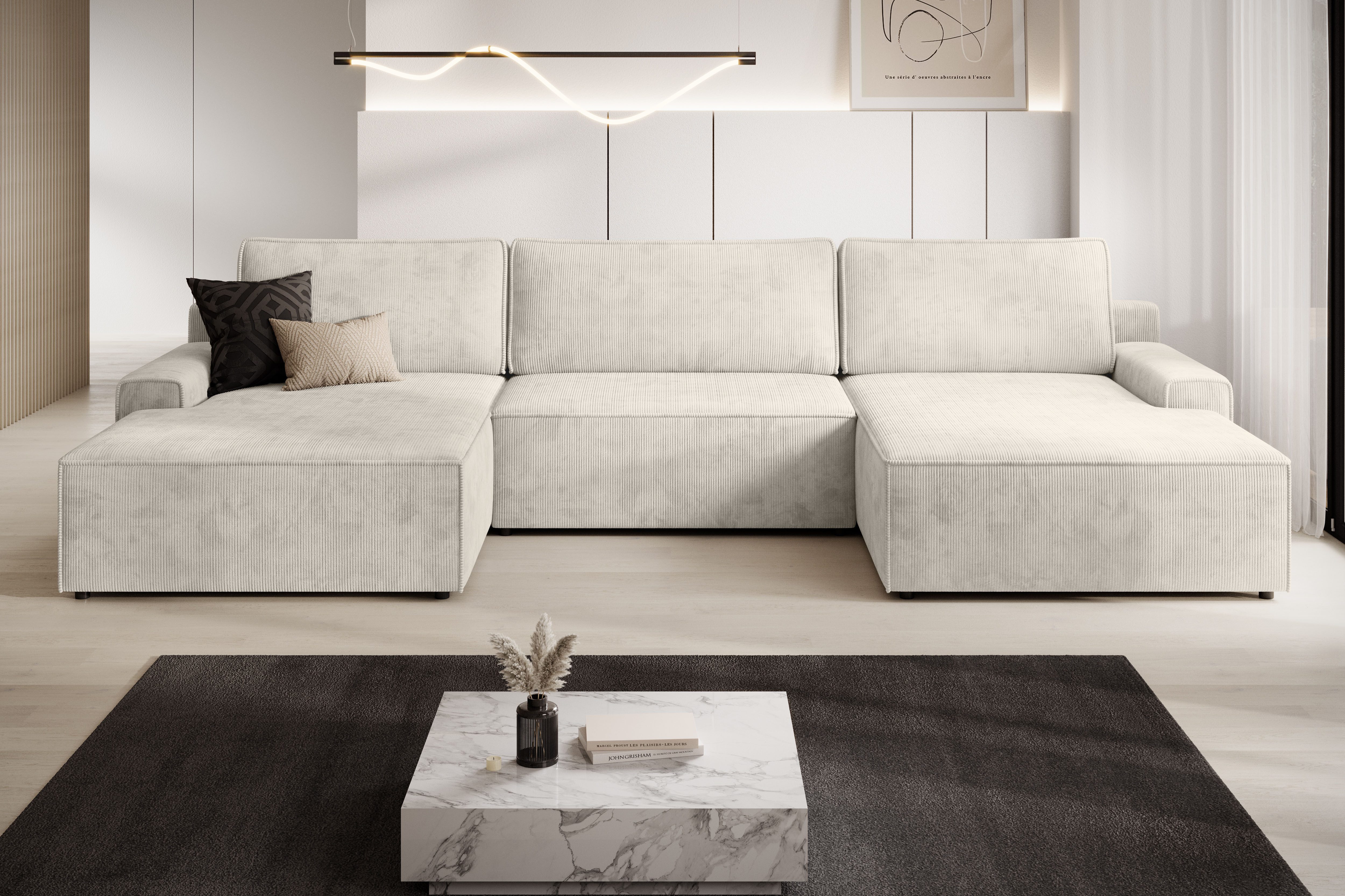 TRENDMANUFAKTUR Wohnlandschaft Challenge, Schlafsofa mit Bettkasten, Couch in U-Form, Breite 333 cm, XXL Sofa mit Bettkasten & Schlaffunktion, auch in trendigem Cordstoff