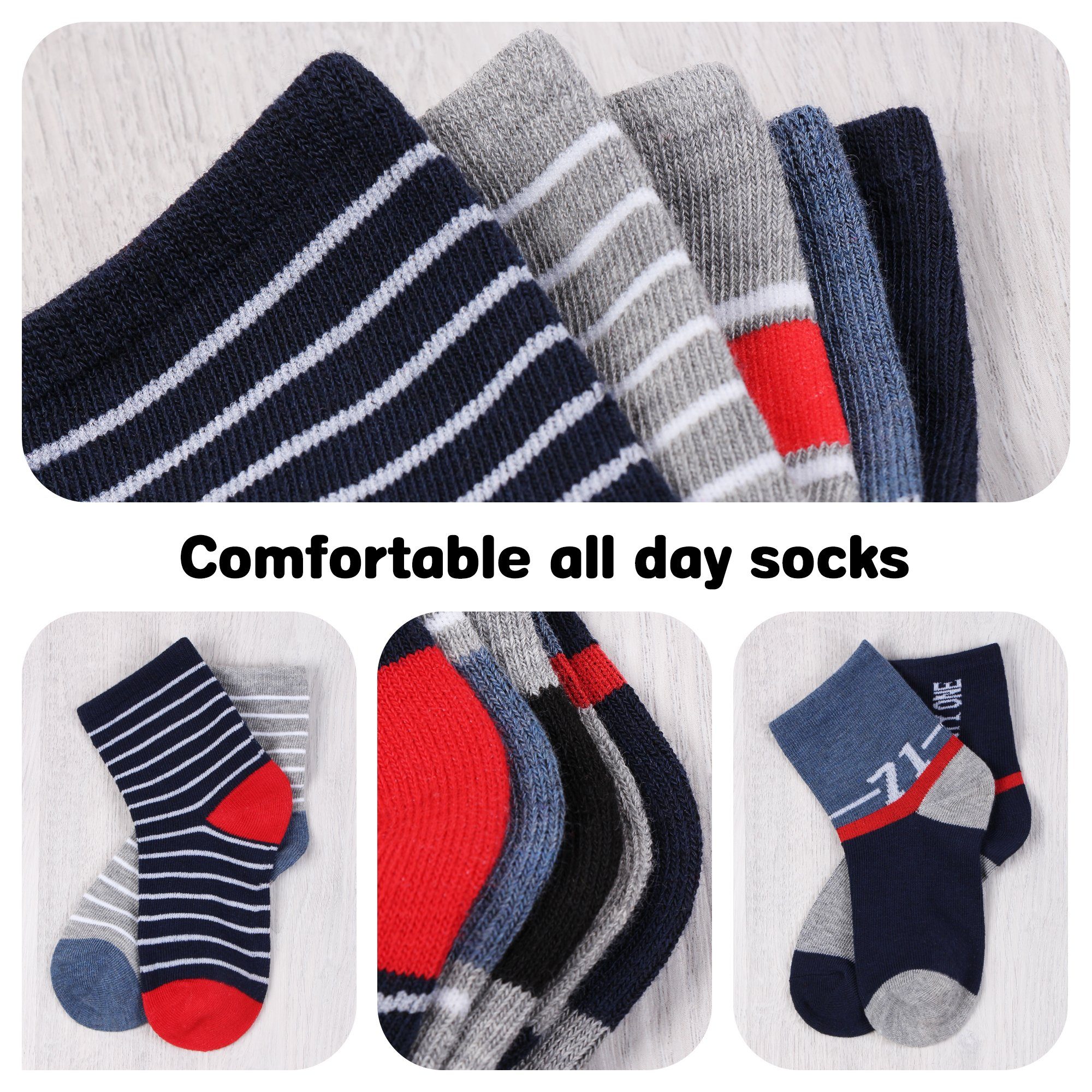 L&K-II Langsocken 2117-2816 (Beutel, 10/12 Paar) Jungen Socken aus Baumwolle