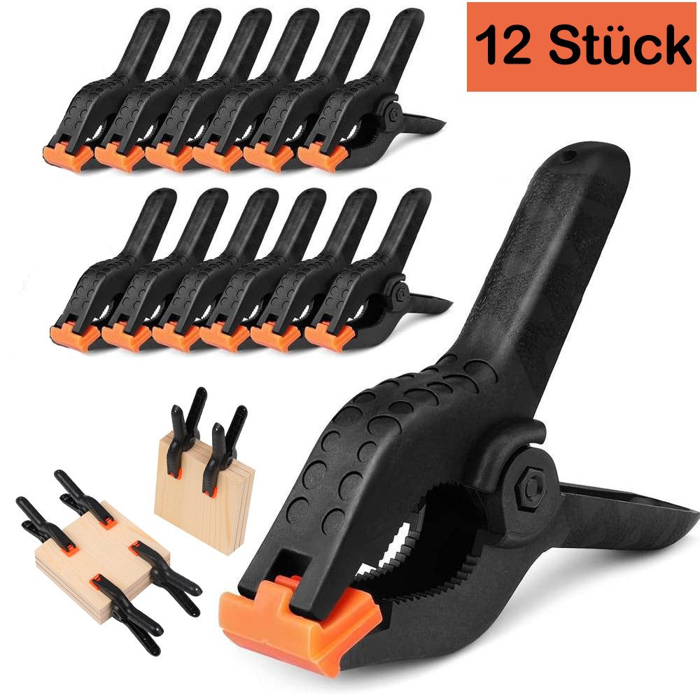 MC Star Klemmzwinge 12PCS Federklemmen,Hochleistungs Nylon Federklemmen, (12 St), Leimzwingen mit beweglichen
