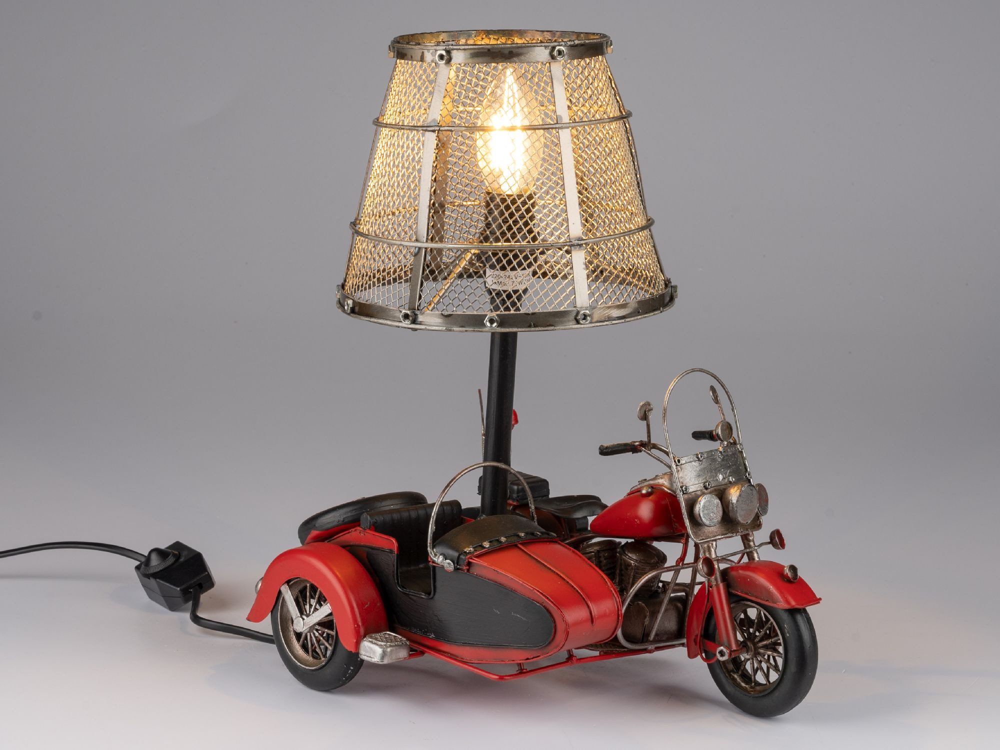 formano Nachttischlampe Rot, Durchmesser 18 cm, mit Schalter, Rot, Motiv: Motorrad, Höhe: 35cm