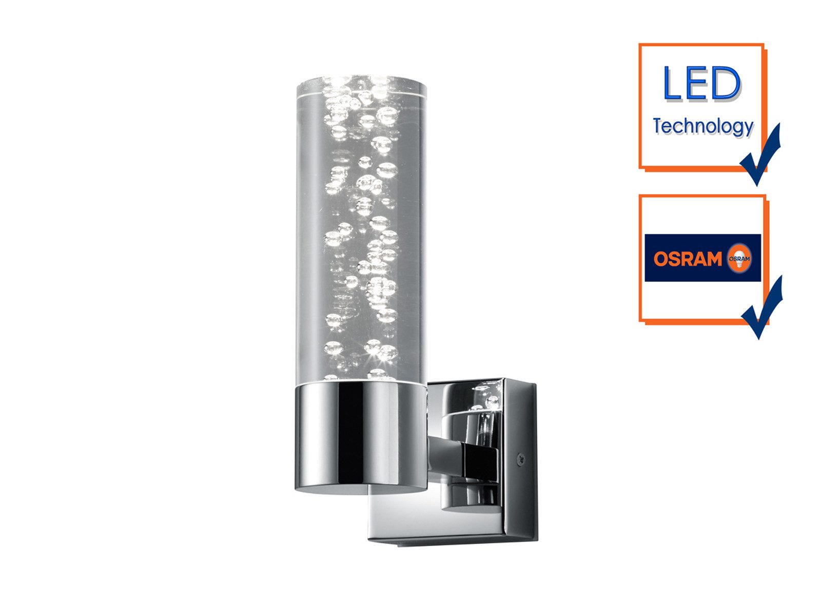 TRIO Leuchten LED Wandleuchte, LED fest integriert, Warmweiß, Bad-Lampe aus Metall mit Bubble Optik, Wand innen, Gäste WC Höhe: 17cm