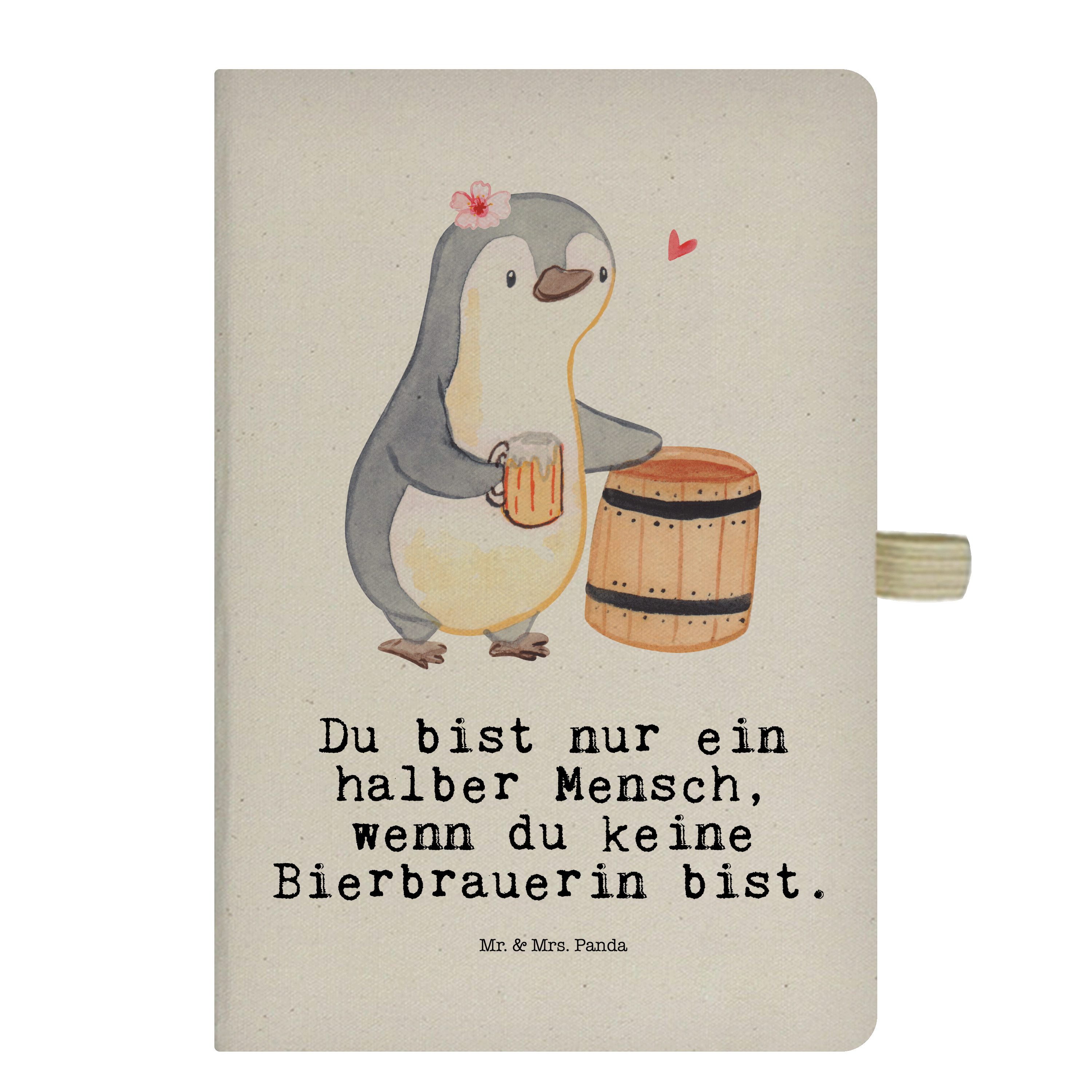 Mr. & Mrs. Panda Notizbuch Bierbrauerin mit Herz - Transparent - Geschenk, Heimbrauen, Tagebuch, Mr. & Mrs. Panda