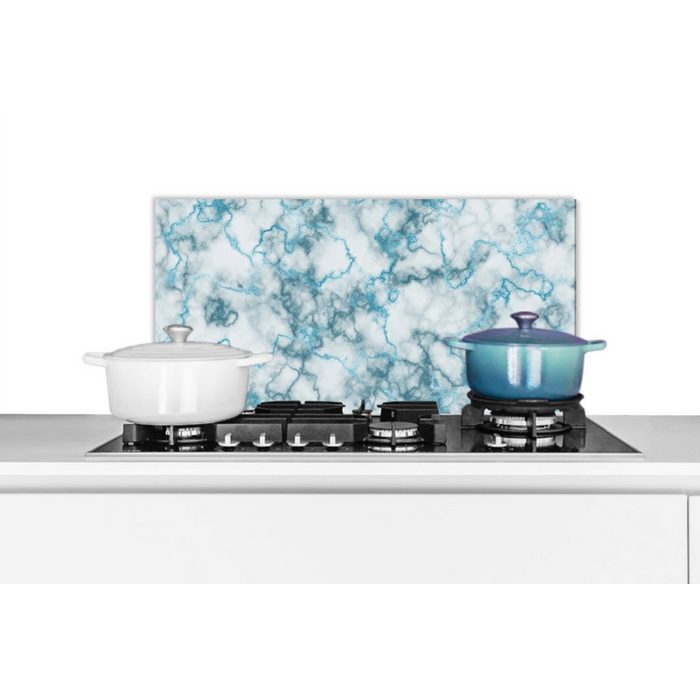 MuchoWow Küchenrückwand Marmor - Blau - Türkis (1-tlg) Wandschutz gegen Fett und Schmutzflecken für Küchen
