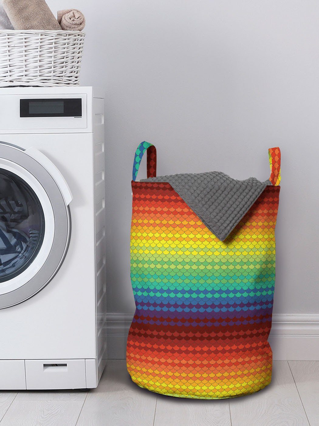 Griffen mit Kordelzugverschluss Waschsalons, Regenbogen-Skala Wäschesäckchen Bunte Wäschekorb Fiesta für Abakuhaus