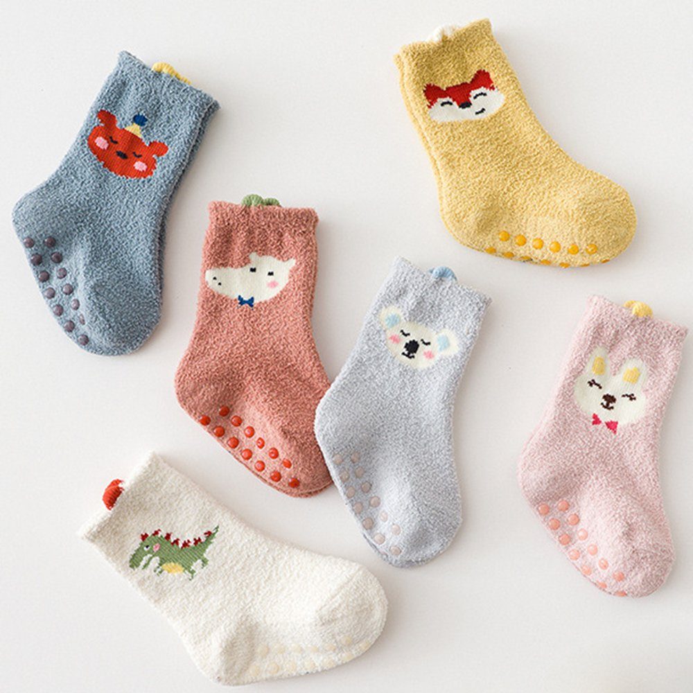 Haiaveng ABS-Socken Kinder Jhare, Baby Paare Antirutschsocken Kinder 3 Stoppersocken Kinder Krabbelsocken Wintersocken Kuschelsocken Kinder 1-3