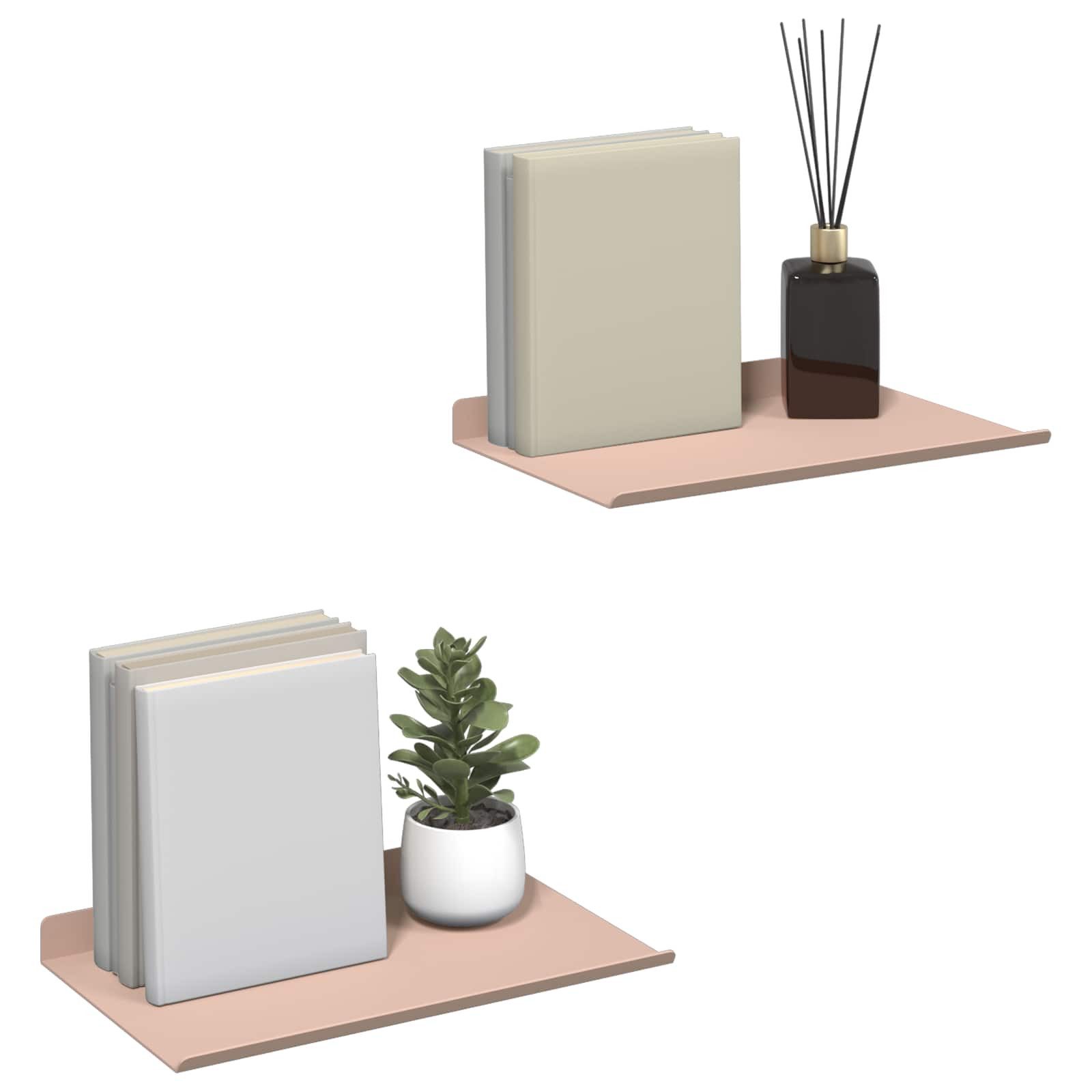 vidaXL Regal Schwebendes Regal 2 stk. Rosa 30 x 18 x 2,5 cm Stahl, 2-tlg.